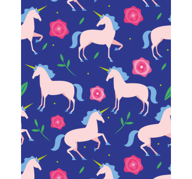 Enhörningar och blommor Rrullgardin barn - Tenstickers