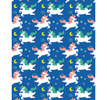 Enhörning mönster med månen barn rullgardin - Tenstickers