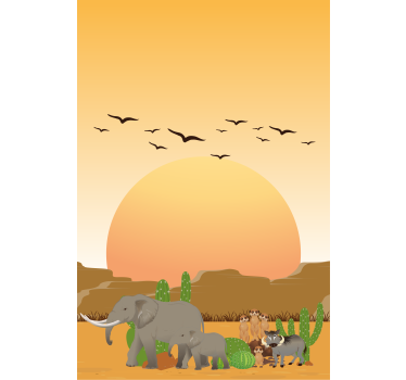 Afrikansk solnedgång i det vilda djuret rullgardin - Tenstickers