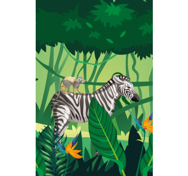 Zebra och apa tillsammans djur rullgardin - Tenstickers