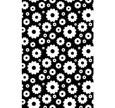 Svart och vitt blommönster Rullgardin blommig - Tenstickers
