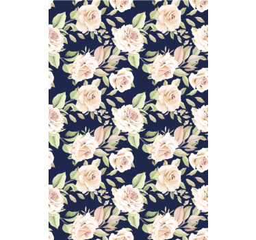 Vintagemönster på blå bakgrundsblommor och rullande rullgardiner - Tenstickers