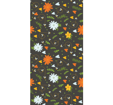 Våren färgglada mönster blommor och plantera rullgardin - Tenstickers