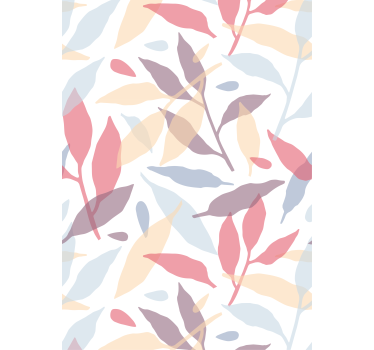 Färgglada löv mönster fler blommor och plantera rullgardin - Tenstickers