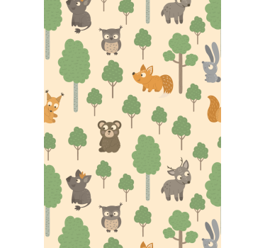 Roliga söta djur och träd och plantera rullgardin - Tenstickers
