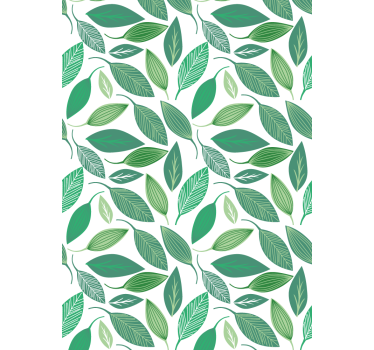 Gröna blad mönster fler blommor och plantera rullgardin - Tenstickers