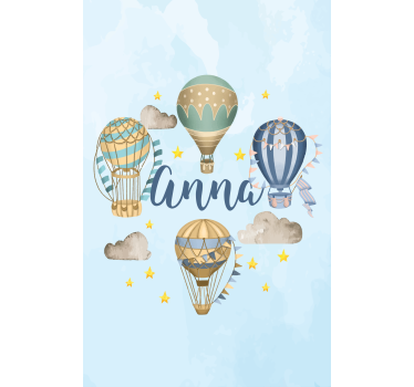 Blå ballonger med stjärnor rullgardin konst - Tenstickers