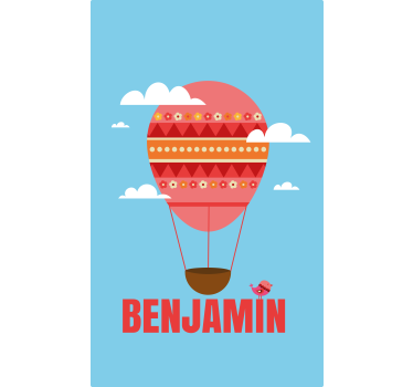 Röd ballong på den blå himlen med moln rullgardin konst - Tenstickers