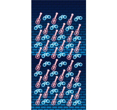 Gitarrmönster i neonstil vardagsrum rullgardin - Tenstickers