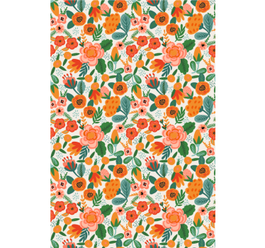 Röd och orange folkstil mönster blomma rullgardin - Tenstickers