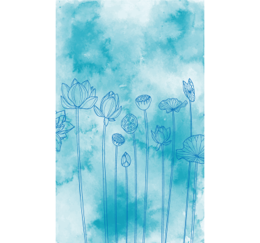 Känsliga blå vattenfärg blommor blomma rullgardin - Tenstickers