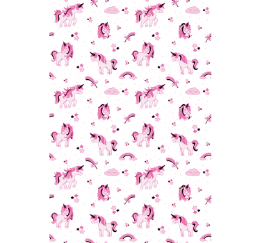 Doodle style unicorn world animal rullgardin - Tenstickers