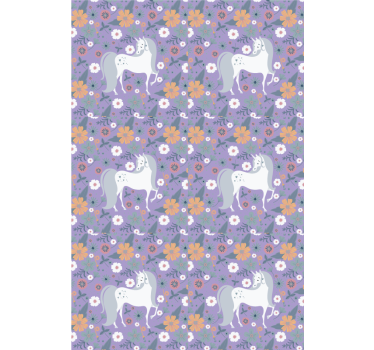 Konstnärliga enhörningar med blommor mönster rullgardin konst - Tenstickers