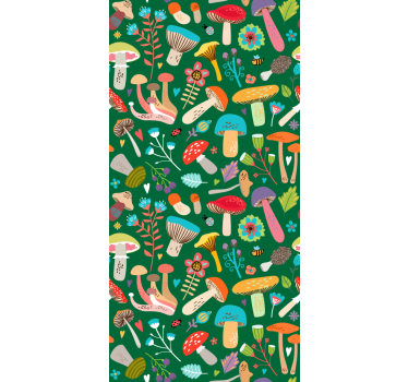 Färgglada svampar blommor och växt rullgardin - Tenstickers