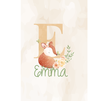 Räv med initial och namn Rrullgardin barn - Tenstickers