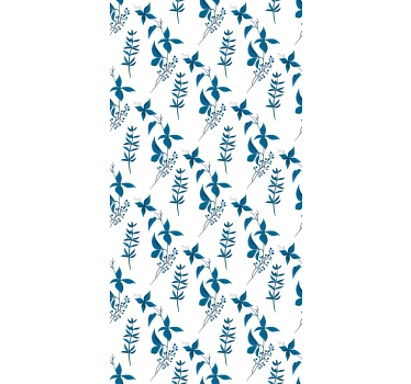 Blått blommönster rullgardin - Tenstickers