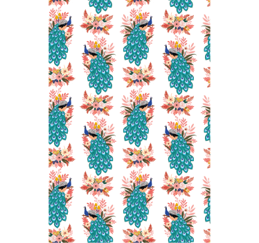 Rullgardin blommor och växter påfåglar bland blommor - Tenstickers
