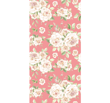 Vita eleganta rosor blommor och växt rullgardin - Tenstickers
