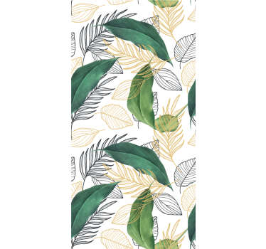 Eleganta gröna och guld blad blommor och plantera rullgardin - Tenstickers