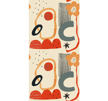 Röd och orange collage abstraktion rullgardin konst - Tenstickers