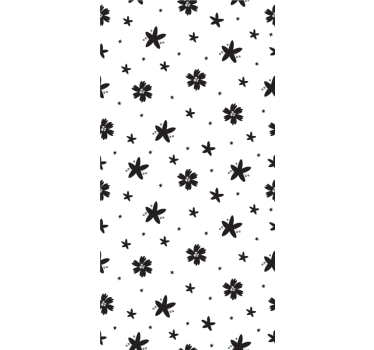 Svartvit design Rullgardin blommig - Tenstickers