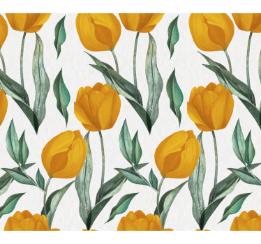 Gula tulpaner oljefärg blommor och växt rullgardin - Tenstickers
