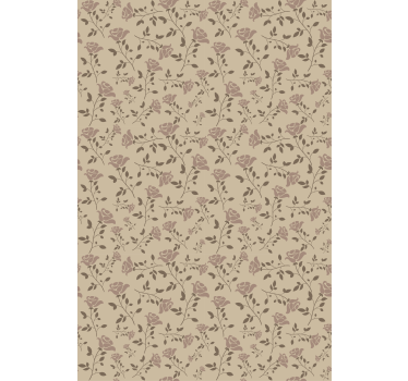 Brun vintage rosmönster blommor och växt rullgardin - Tenstickers
