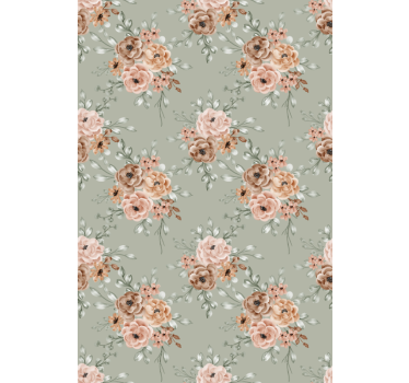 Vackert beige arrangemang Rullgardin blommig - Tenstickers