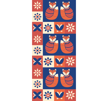 Färgglad traditionell stil djurmönster nordisk rullgardin - Tenstickers