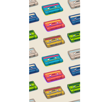 Retro multicored kassettmönster mer vintage rullgardin - Tenstickers