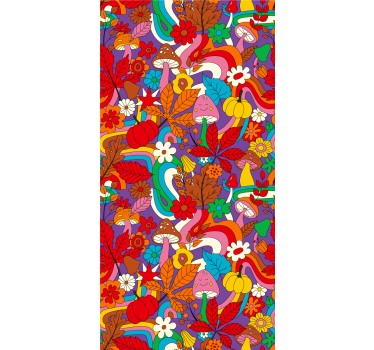 Flower power retro mönster mer vintage rullgardin - Tenstickers