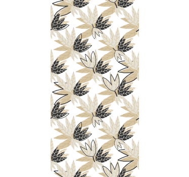 Beige blad mönster nordisk rullgardin - Tenstickers