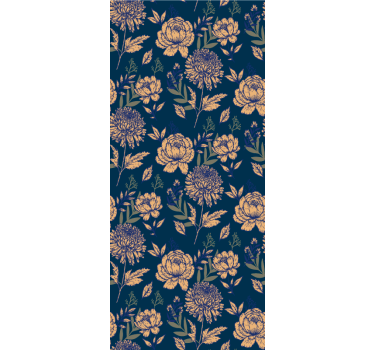Franska provinsiella blå blommor och växt rullgardin - Tenstickers