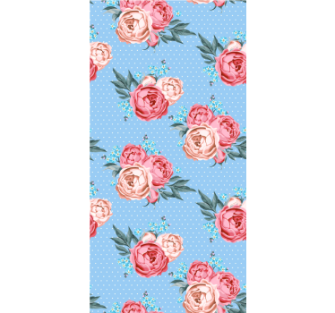 Blå blommande rosa rosor Rullgardin blommig - Tenstickers