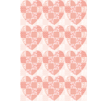 Lapptäcke rött och vitt hjärta vintage rullgardin - Tenstickers