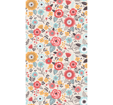 Målade färgglada mönster blomma rullgardin - Tenstickers