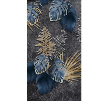 3d växter effekt på betong fler blommor och växt rullgardin - Tenstickers