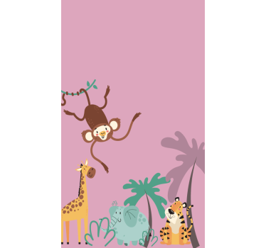 "boho" barn djungel djur rullgardin - Tenstickers