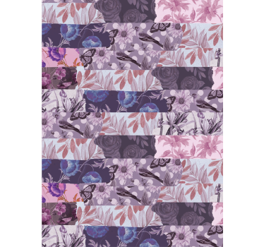Blommig collage blomma rullgardin - Tenstickers