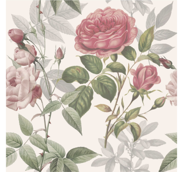 Rosmönster Rullgardin blommig - Tenstickers