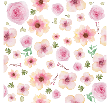 Rosa blommor mönster rullgardin - Tenstickers