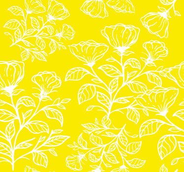 Blommor mönster Rullgardin gul - Tenstickers