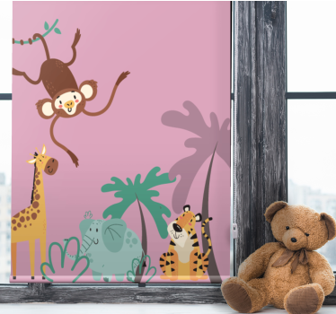 "boho" barn djungel djur rullgardin - Tenstickers