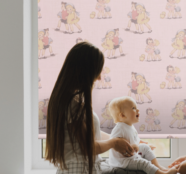 80 -talsmönster barn och blommor vintage rullgardin - Tenstickers