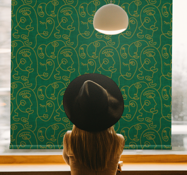 Abstrakt grön ritade kvinnor texturer och mönster rullgardin - Tenstickers