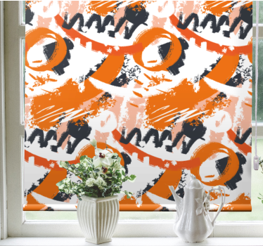 Abstrakt orange vattenfärg stroke rullgardin konst - Tenstickers