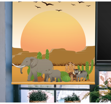 Afrikansk solnedgång i det vilda djuret rullgardin - Tenstickers