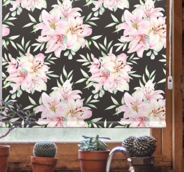 Akvarell liljor blommönster blomma rullgardin - Tenstickers