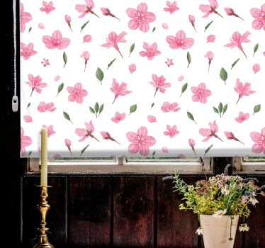Akvarell pastell rosa blomma blommor blomma rullgardin - Tenstickers
