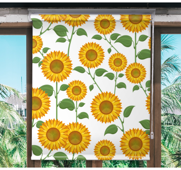 Animerade solrosor blomma rullgardin - Tenstickers